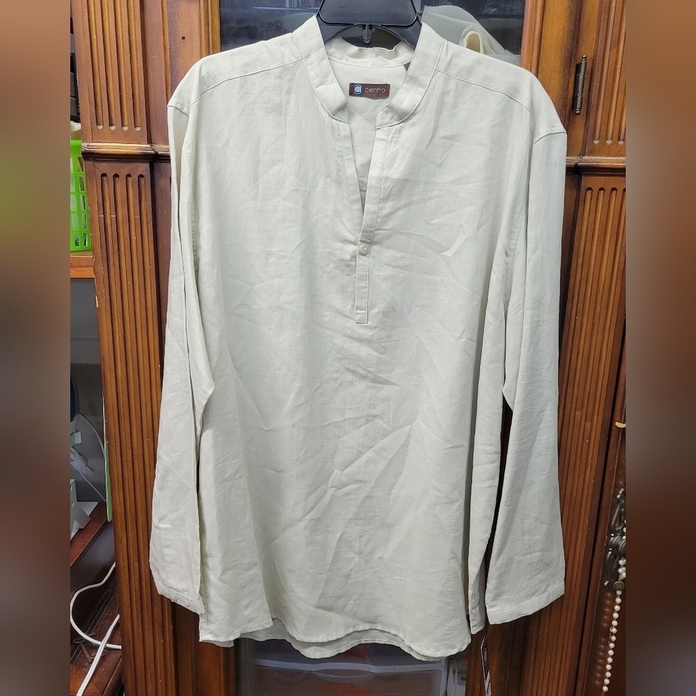 Centro XL Cream Long Sleeve Tunic Top NEW